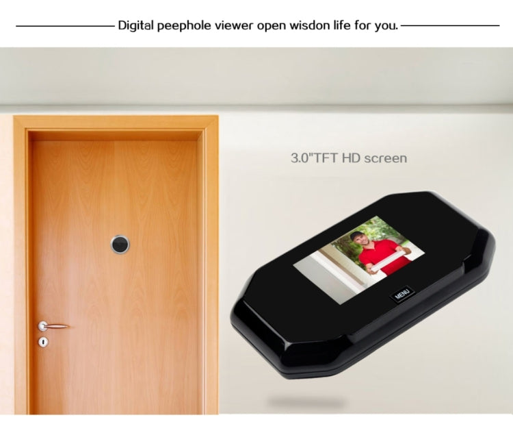 YB-30BH 3 inch Screen 1.0MP Security Camera Taking Picture Door Peephole, Support TF Card