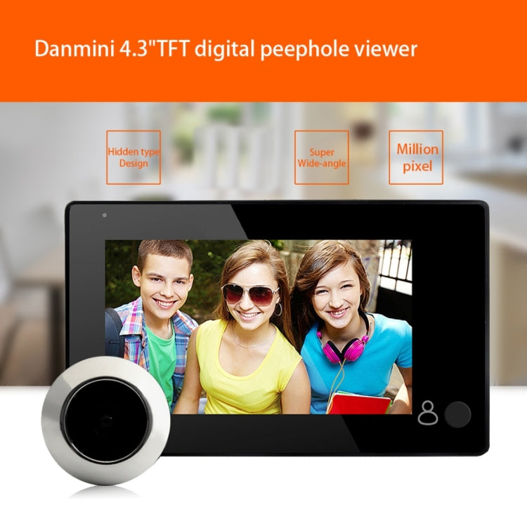 YB-43CH 4.3 inch Screen 1.0MP Security Camera Door Peephole with One-key to Watch Function