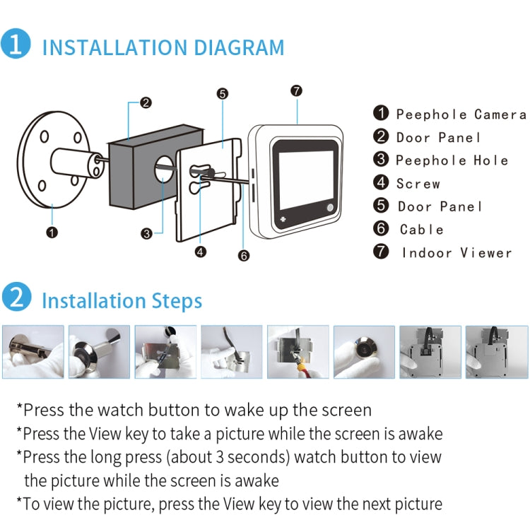 X5 2.4 inch Screen 2.0MP Security Camera No Disturb Peephole Viewer, Support TF Card