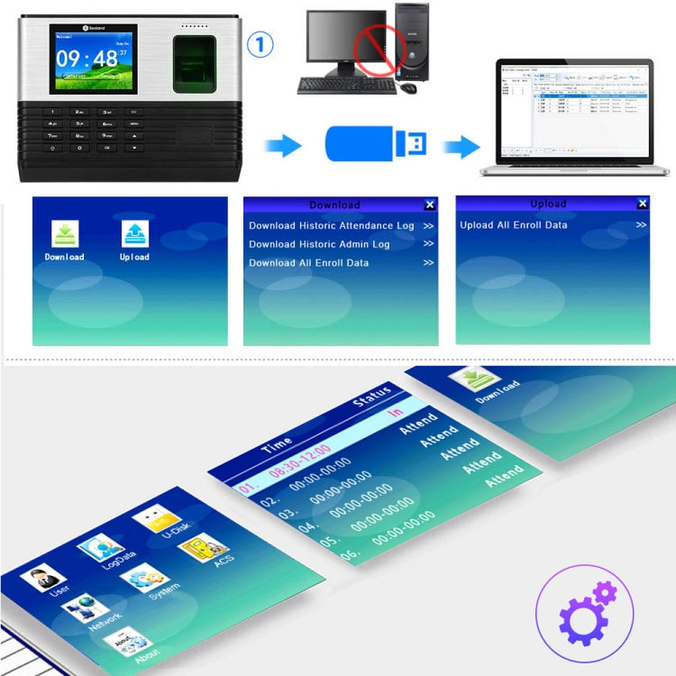 Realand AL355+ Fingerprint Time Attendance with 2.8 inch Color Screen & ID Card Function & WiFi & Access Control Function