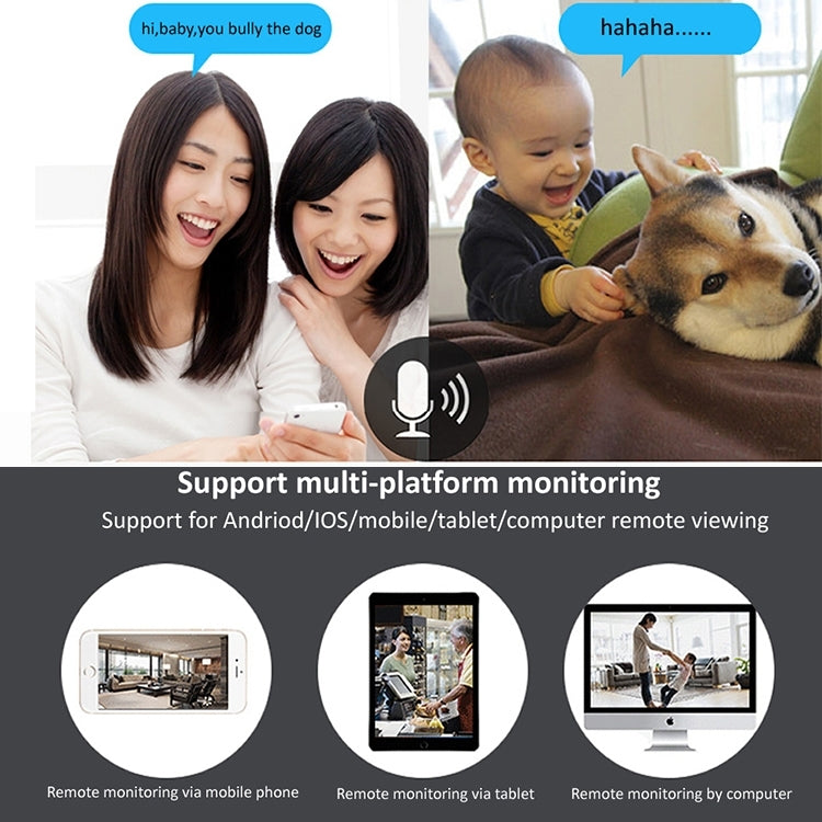 720P HD 1.0 MP Wireless IP Camera, Support Infrared Night Vision / Motion Detection / APP Control, EU Plug