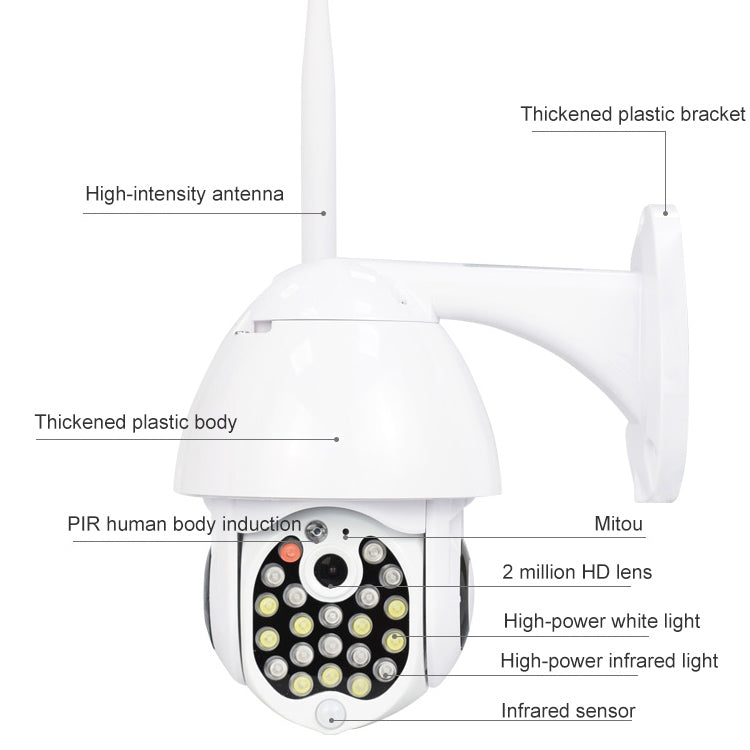 QX17 2 Million Pixels WiFi High-definition Surveillance Camera Outdoor Dome Camera, Support Night Vision & Two-way Voice & Motion Detection