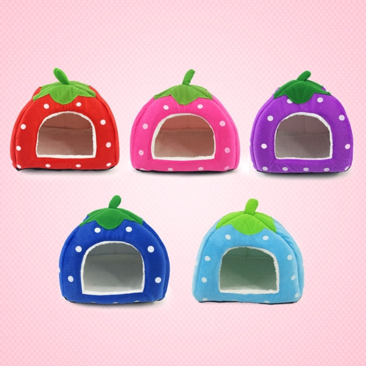 Strawberry Shaped Foldable Short Plush Pet House Nest, Size: L