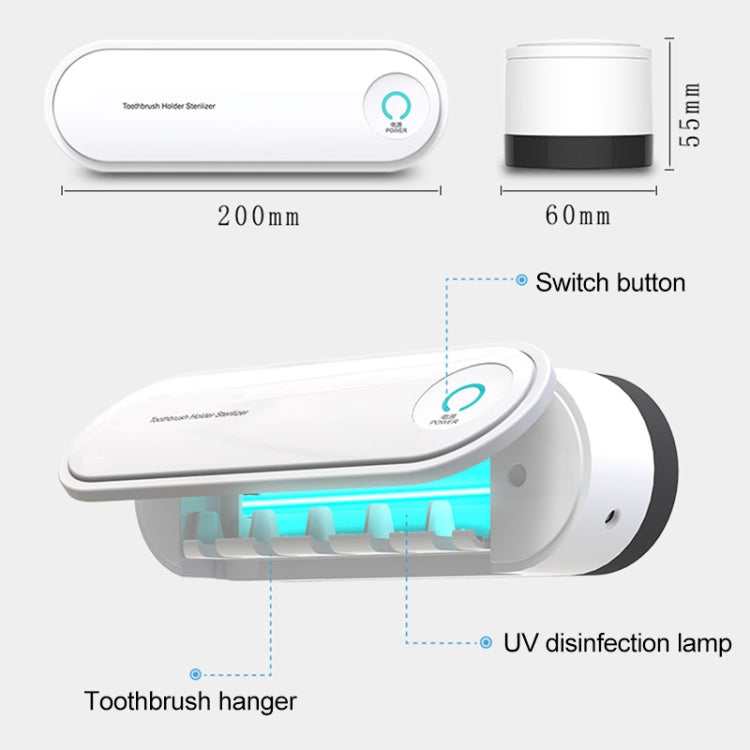 Toothbrush Dryer Sterilizer Bathroom Wall-mounted Toothbrush Holder, Plug-in Powered with US Plug