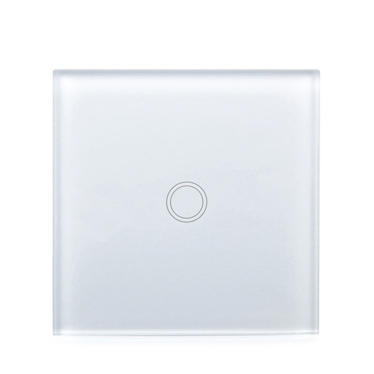 86mm 1 Gang Tempered Glass Panel Wall Switch Smart Home Light Touch Switch with RF433 Remote Controller, AC 110V-240V