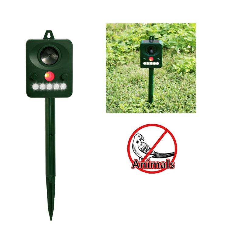 Environmental Friendly White + Red Light Solar-powered LED Ultrasonic Animal Repeller Bird Cat Dog Control Device With 6.5V / 0.1W Solar Panel & PIR Sensor & Light Sensor, Got the CE / ROHS Certification