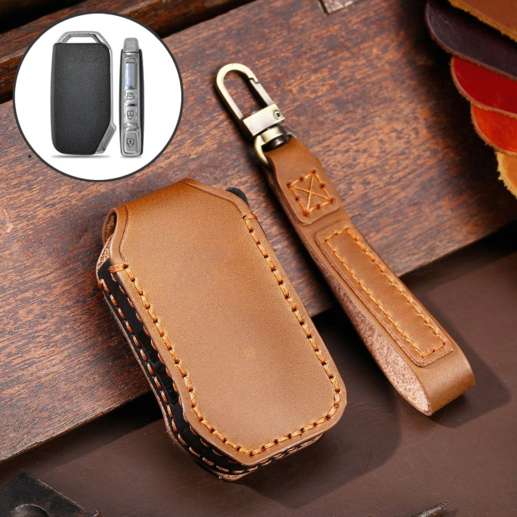 For Kia Sportage R / K5 / K4 / K2 / KX3 Hallmo B Style Car Cowhide Leather Key Protective Cover Key Case