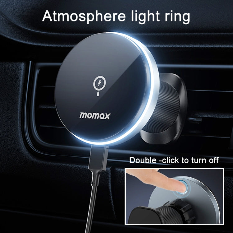 MOMAX CM25B Magnetic Wireless Charger Car Suction Cup Phone Holder
