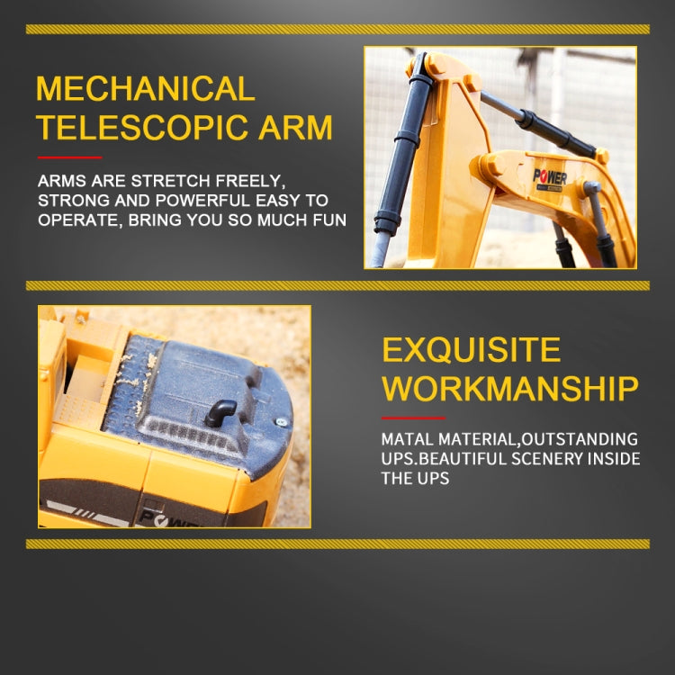 258-1 6 Channel 2.4G 1/24RC Remote-controlled Engineering Metal Excavator Charging RC Car