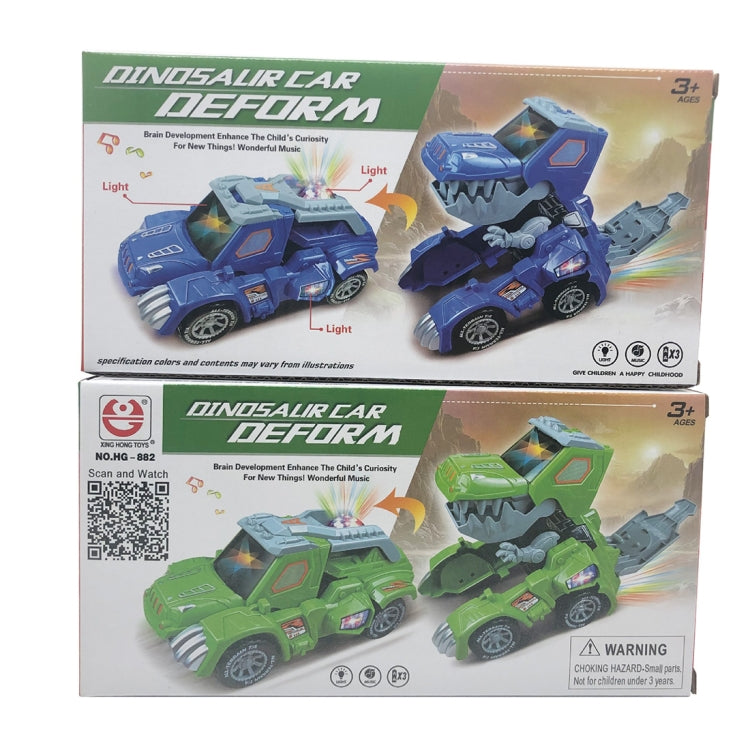 HG-882 Electric Dinosaur Deformation Car Toy Universal Light Music Toy