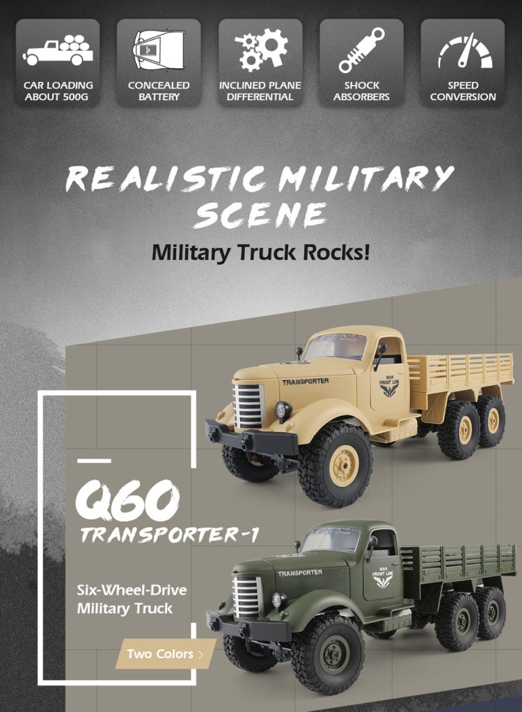JJR/C Q60 Transporter-1 Full Body 1:16 Mini 2.4GHz RC 6WD Tracked Off-Road Military Truck Car Toy