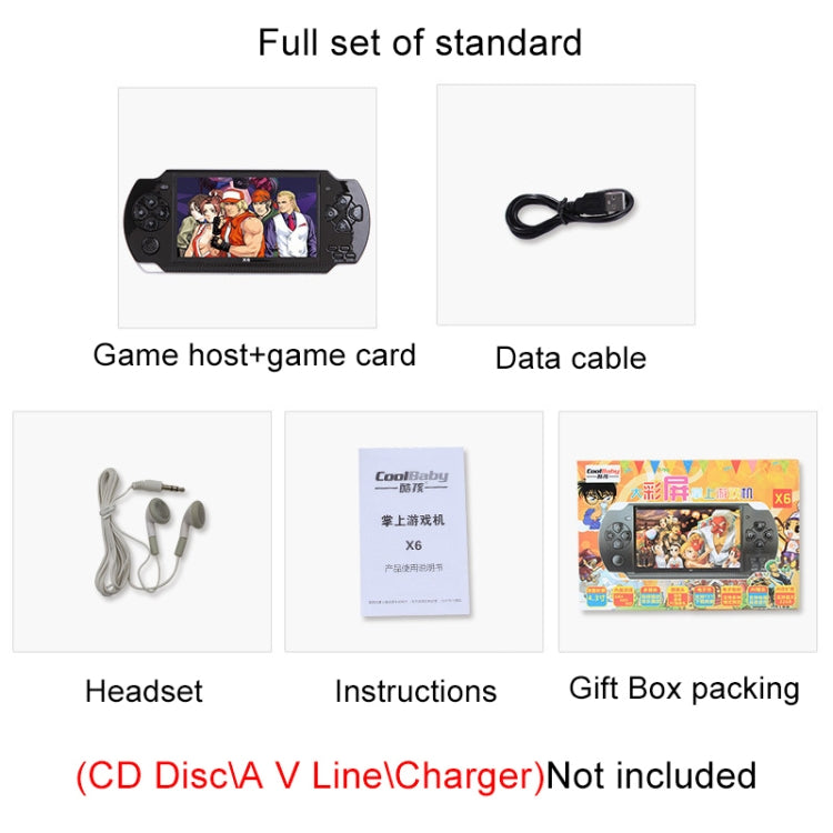 X6 4.3 inch Screen Retro Portable Game Console with 3MP Camera, Built-in 10000 Games, Supports E-book / Recording / Music Playing / Video Playing