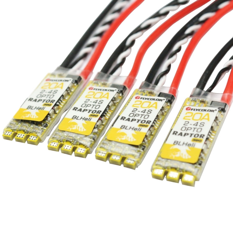 4 PCS Flycolor Raptor 390 20A 2-4S Electric Speed Controller