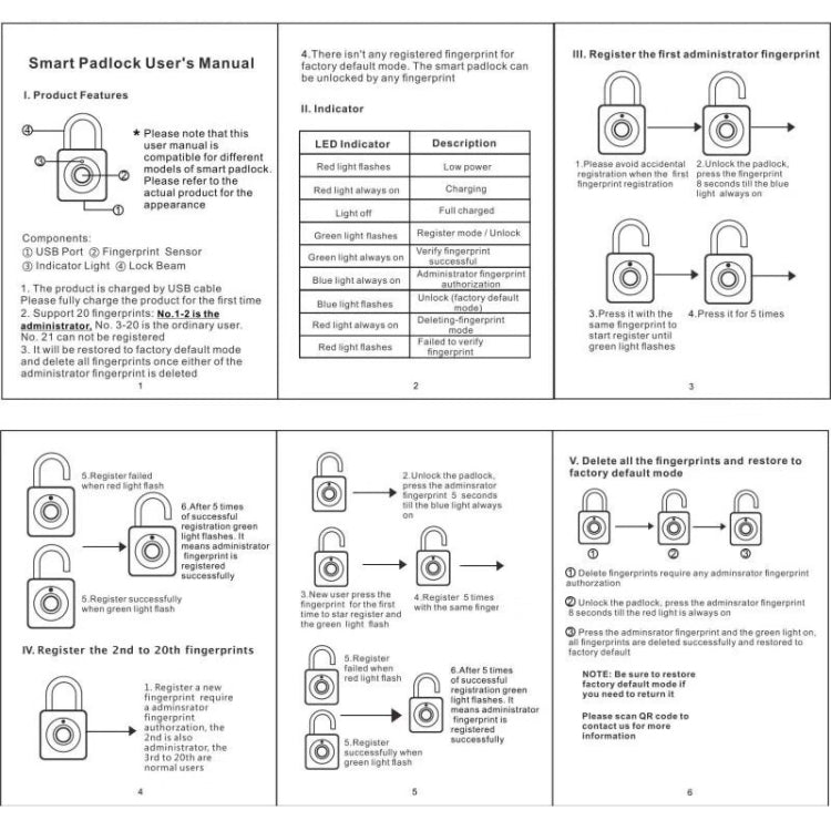 X007 Micro USB Charging Mini Metal Fingerprint Padlock Small Drawer Lock
