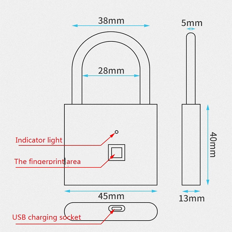 Stainless Steel Automatic Intelligent Fingerprint Padlock Electronic Lock, 10 Fingerprint Edition