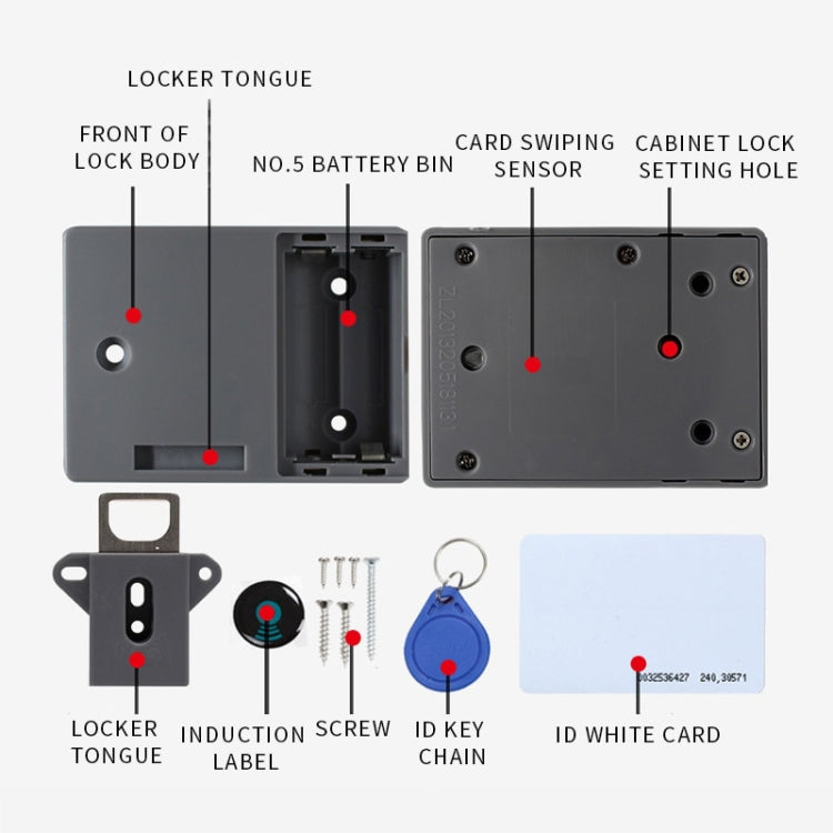 T3 ABS Magnetic Card Induction Lock Invisible Single Open Cabinet Door Lock