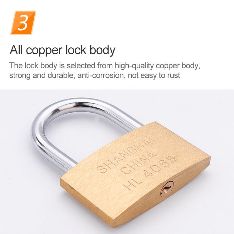 Copper Padlock Small Lock, Style: Long Lock Beam, 40mm Open