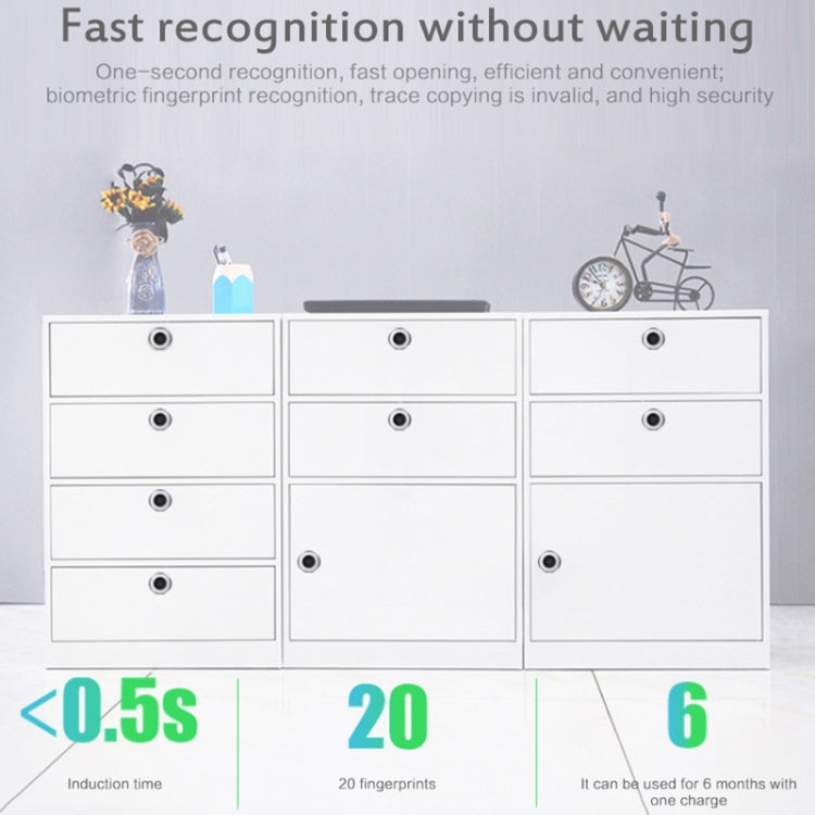 T21F Micro USB Charging Zinc Alloy Smart Single Open Fingerprint Drawer Lock File Cabinet Lock