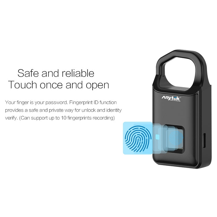 Anytek P4 3.7V Micro USB Charging Semiconductor Fingerprint Sensing Small Padlock