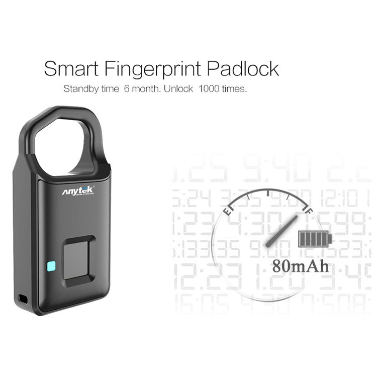 Anytek P4 3.7V Micro USB Charging Semiconductor Fingerprint Sensing Small Padlock