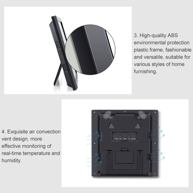 TS-8608 Multifunction Large Screen Clock Household Creative Thermometer Hygrometer