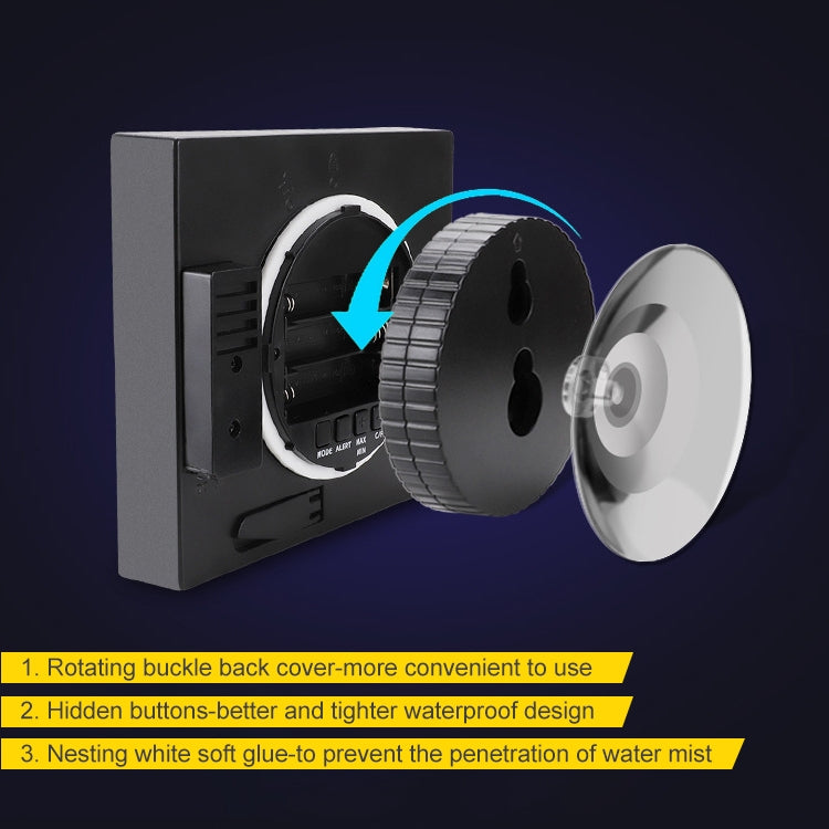 TS-WP10-W Waterproof Bathroom Wall Clock Timer Household Thermometer Hygrometer