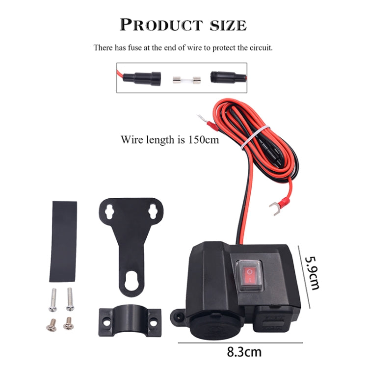 WUPP Multi-function WUPP 4 Motorcycle USB Charger Cigarette Lighter, with Blue Light