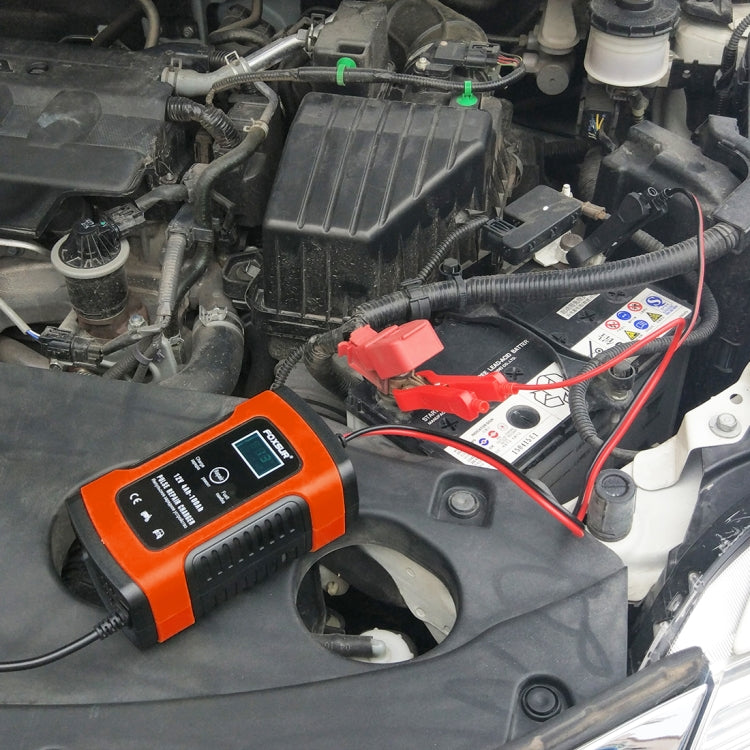FOXSUR 12V 6A Intelligent Universal Battery Charger for Car Motorcycle, Length: 55cm, US Plug