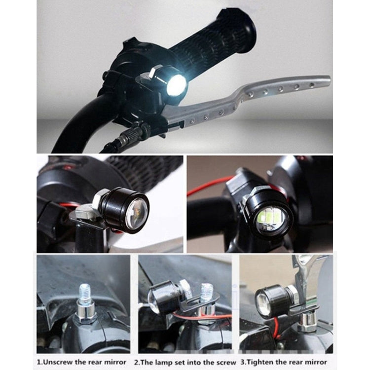 2 PCS 12V 3W  Blue Light Eagle Eyes LED Strobe Light For Motorcycle ，Wire Length: 90cm