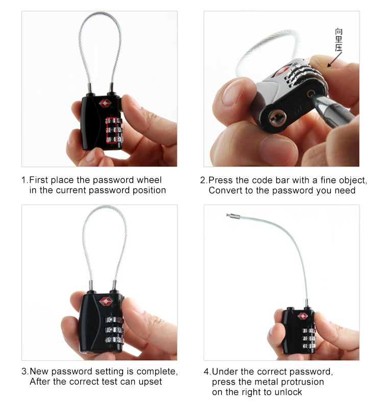 JASIT TSA719 Zinc Alloy 3-Digit Password TSA Lock Travel Luggage Padlock