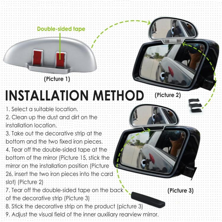 3R-092 Car Blind Spot Right Rear View Wide Angle Adjustable Mirror