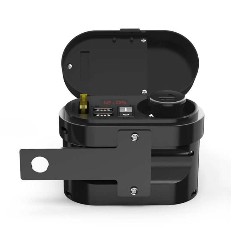 3A Motorcycle Multi-functional Cigarette Lighter Socket Voltmeter + Cigarette Lighter Socket + Dual USB