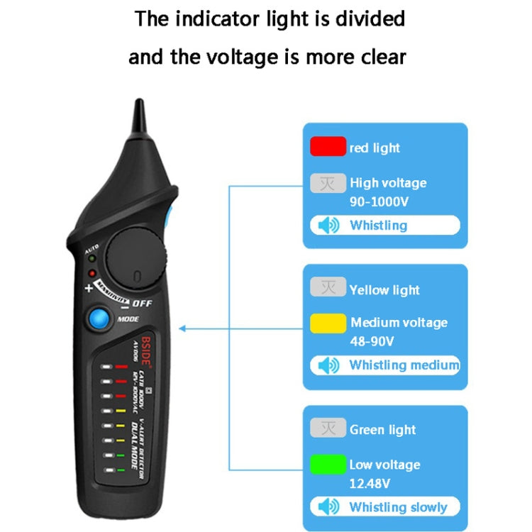 BSIDE AVD06 Non-contact AC Voltage Detectors 12~1000V Induction Electroprobe Pen Type ACV Electric Testers Household Tool with LED Light