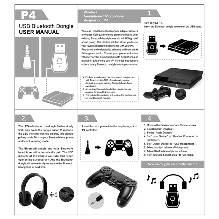 USB 4.0 Bluetooth Adapter Receiver and Transmitters for Sony PlayStation PS4