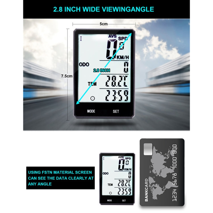 2.8 inch English Wireless Waterproof Cycle Computer LCD Odometer Speedometer