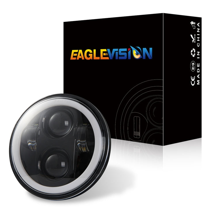 EagleVision DC9-30V 35W 6000K 4000LM 5.75 inch Round Motorcycle LED Headlight with Angel Eye for Harley-Davidson