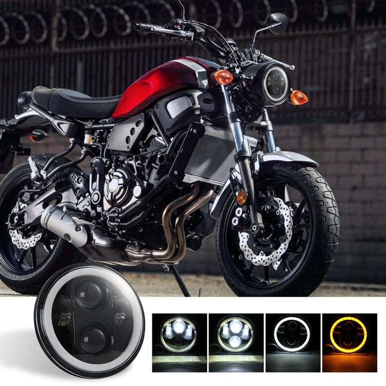 EagleVision DC9-30V 35W 6000K 4000LM 5.75 inch Round Motorcycle LED Headlight with Angel Eye for Harley-Davidson