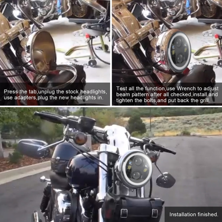 EagleVision DC9-30V 35W 6000K 4000LM 5.75 inch Round Motorcycle LED Headlight with Angel Eye for Harley-Davidson