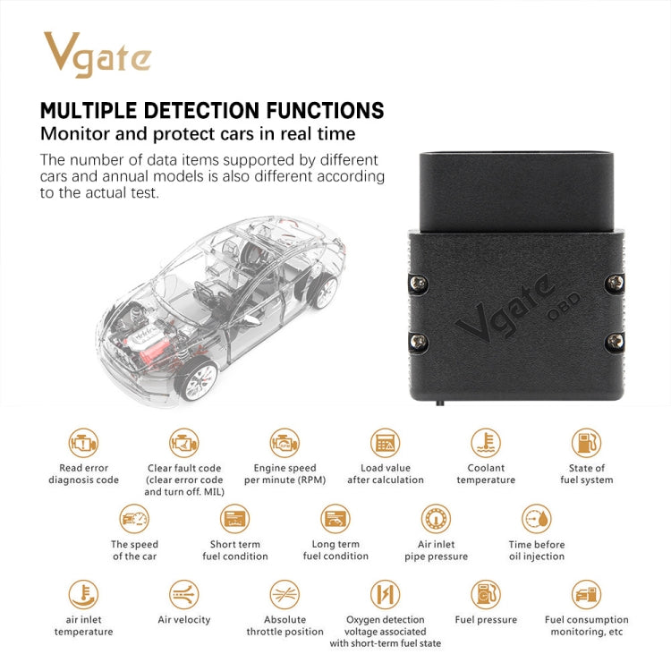 Vgate VLINKER MC+ V2.2 Bluetooth 4.0 Car OBD Fault Diagnosis Detector