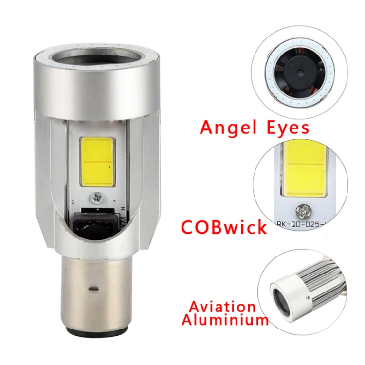 BA20D DC12-80V / 20W / 6000K / 2000LM Motorcycle Headlight with Angel Eyes