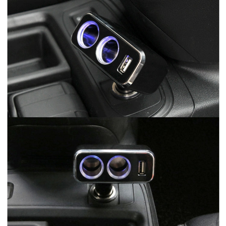 SHUNWEI SD-1909 80W 0.8A Car 2 in 1 USB Charger 90 Degree Free Rotation Cigarette Lighter