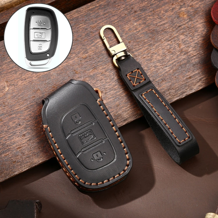 Hallmo Car Cowhide Leather Key Protective Cover Key Case for Hyundai IX35 A Style