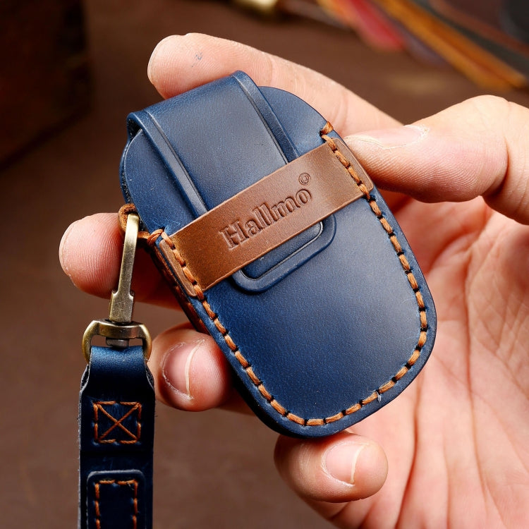 Hallmo Car Cowhide Leather Key Protective Cover Key Case for Hyundai IX35 A Style