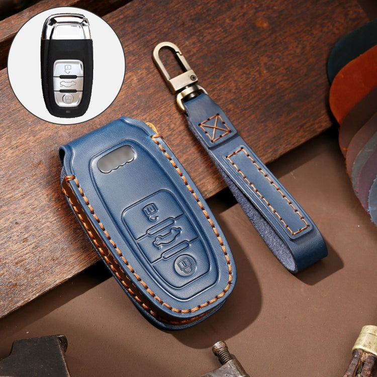 Hallmo Car Cowhide Leather Key Protective Cover Key Case for Audi A6L / A8L / A4 / A7 / A5 B Style