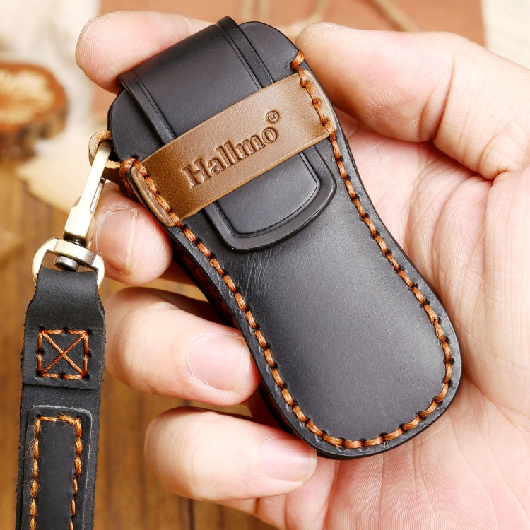 Hallmo Car Cowhide Leather Key Protective Cover Key Case for Porsche Macan 718 2021 A Style