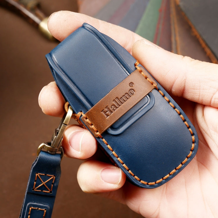 Hallmo Car Cowhide Leather Key Protective Cover Key Case for New Mercedes-Benz E300L