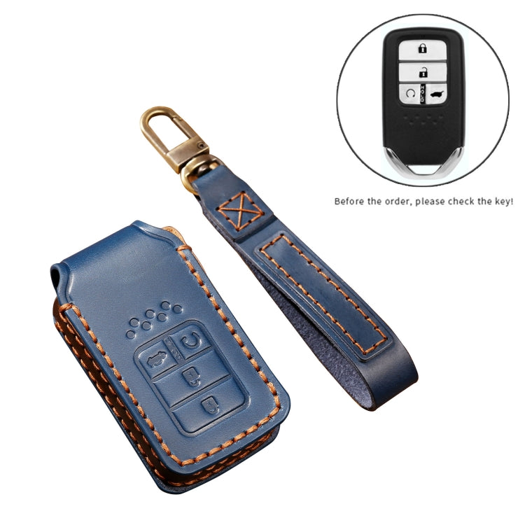 Hallmo Car Cowhide Leather Key Protective Cover Key Case for Honda Civic / Accord 4-button
