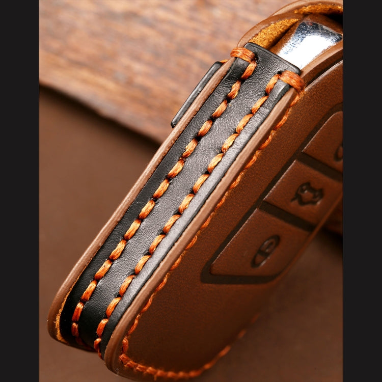 Hallmo Car Cowhide Leather Key Protective Cover Key Case for Volkswagen Lavida B Style