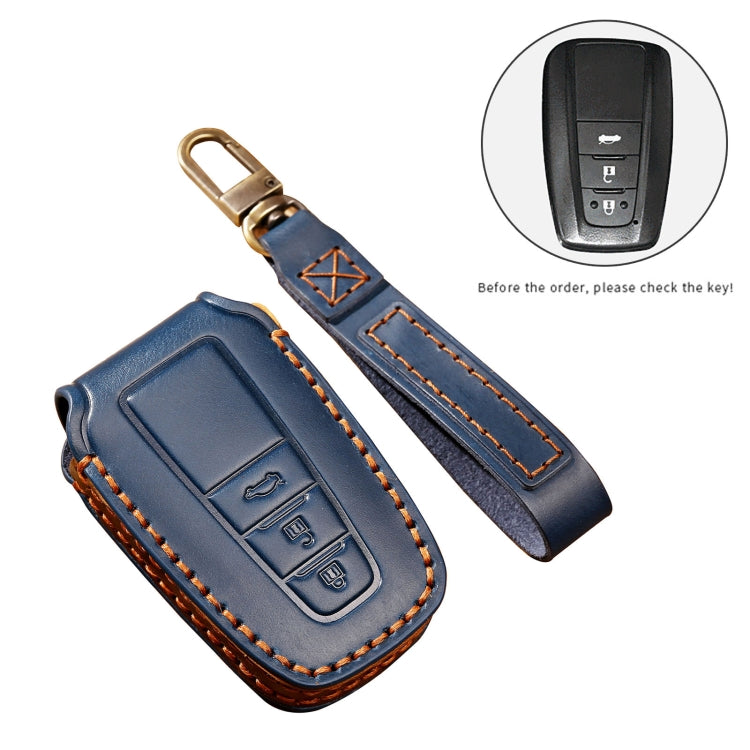 Hallmo Car Cowhide Leather Key Protective Cover Key Case for Toyota Corolla 2018 3-button