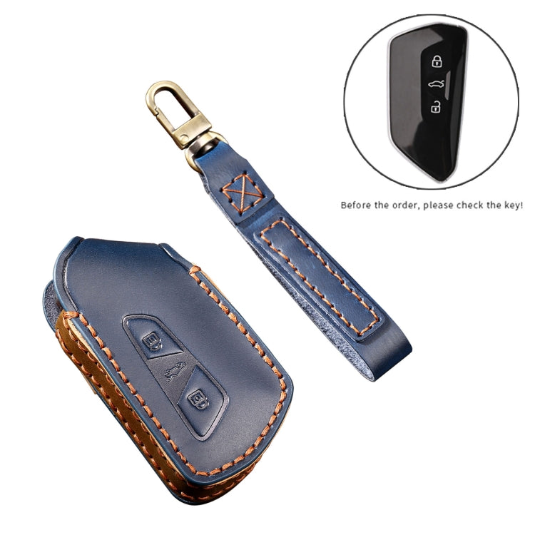 Hallmo Car Cowhide Leather Key Protective Cover Key Case for Volkswagen Golf 8